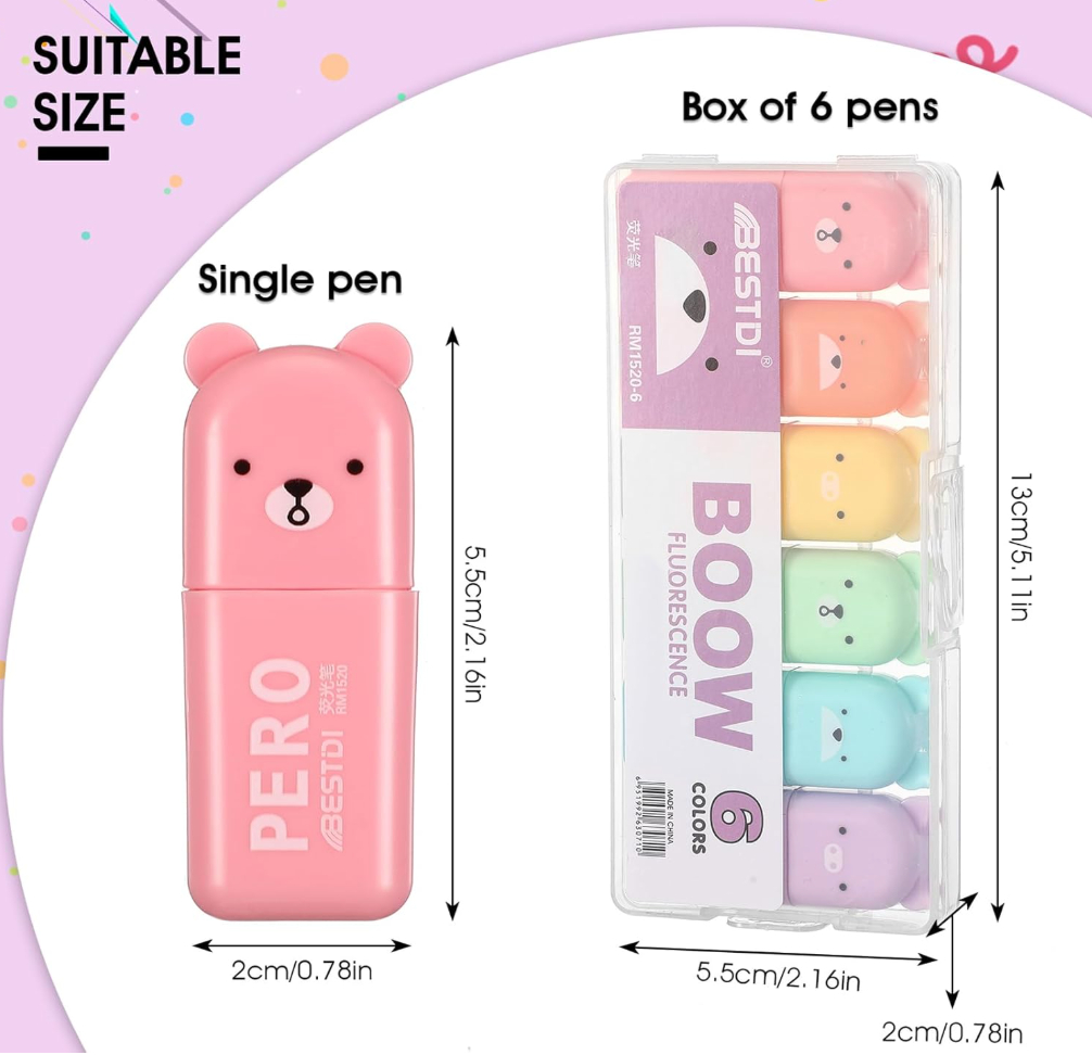 Mini Bear Highlighter Pen Set