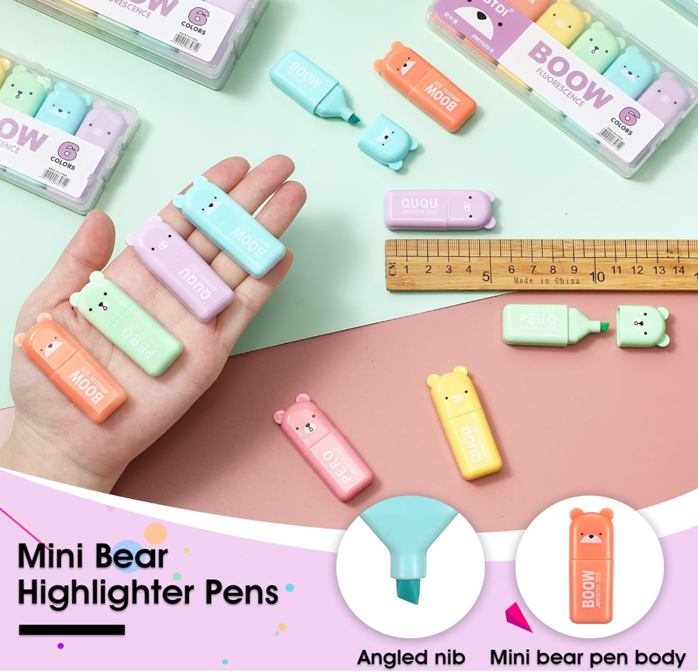 Mini Bear Highlighter Pen Set